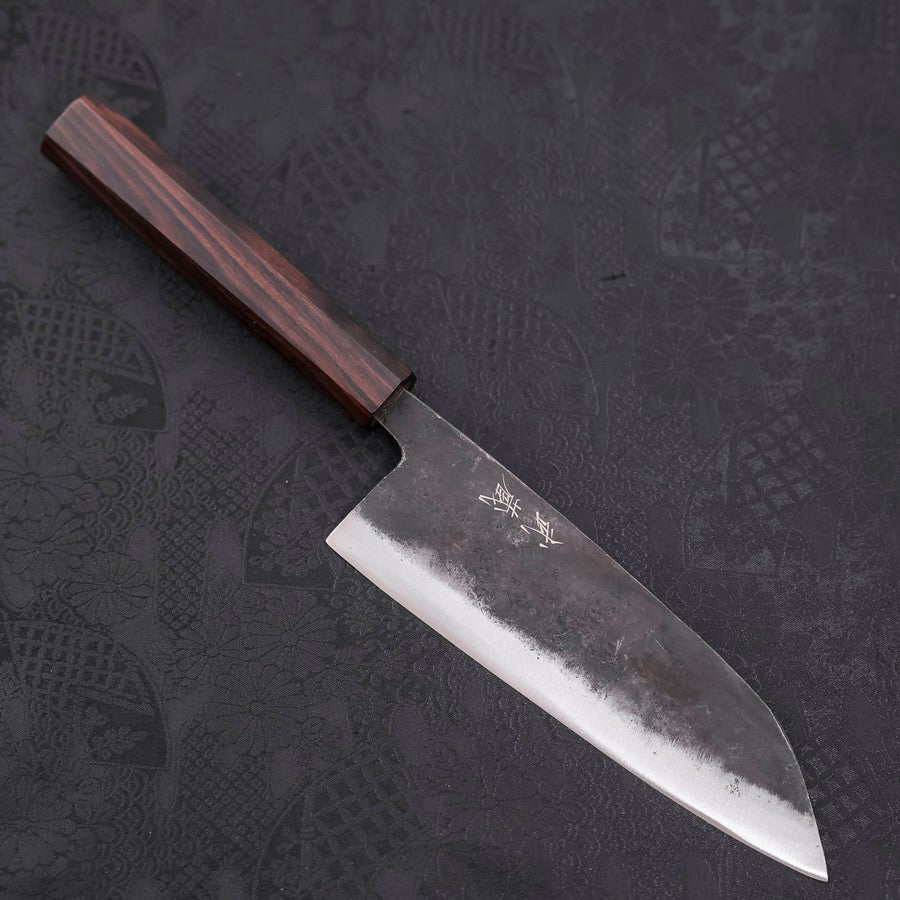 Santoku Blue Steel #2 Kurouchi Ebony Handle 165mm