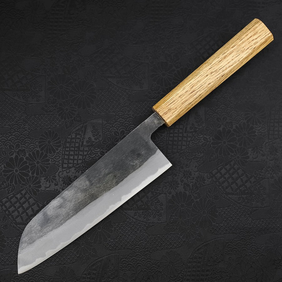 Santoku Blue Steel #2 Kurouchi Oak Handle 165mm
