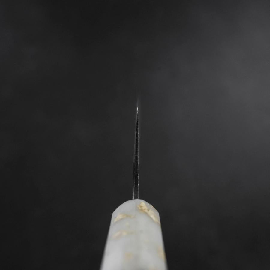 Santoku Blue Steel #2 Kurouchi Ocean Black White Gold Handle 165mm