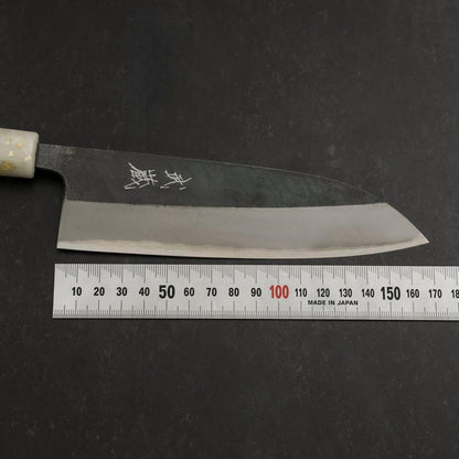 Santoku Blue Steel #2 Kurouchi Ocean Black White Gold Handle 165mm