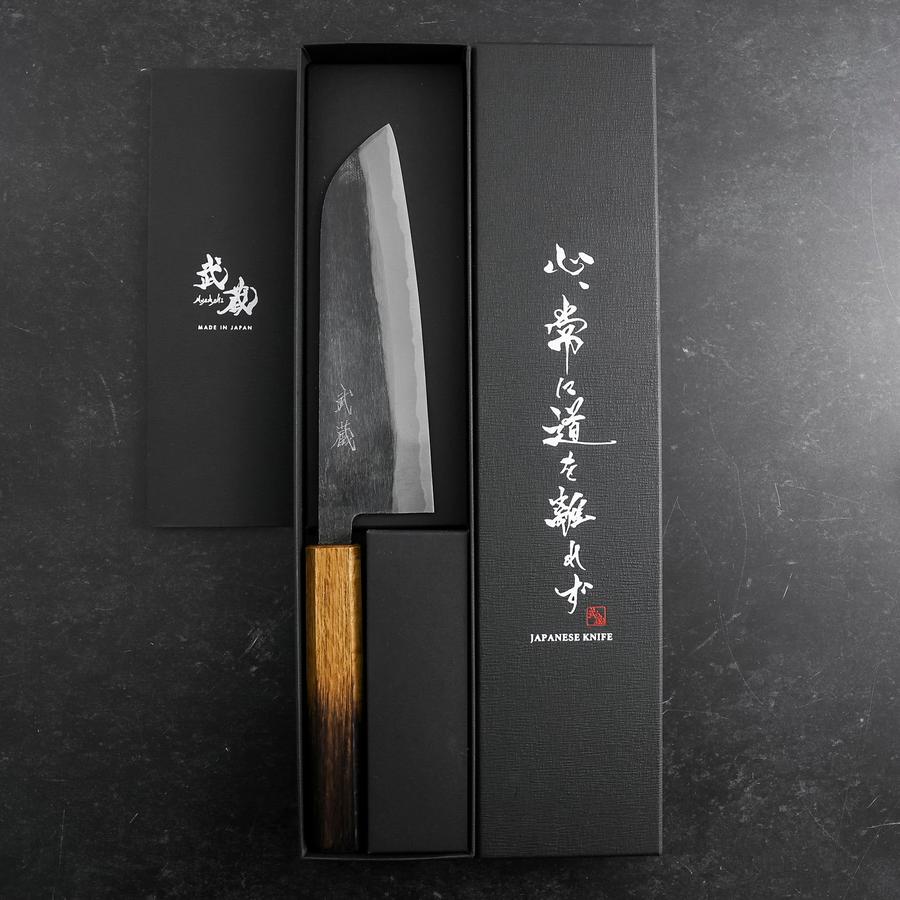 Santoku Blue Steel #2 Kurouchi Yaki-Urushi Handle 165mm