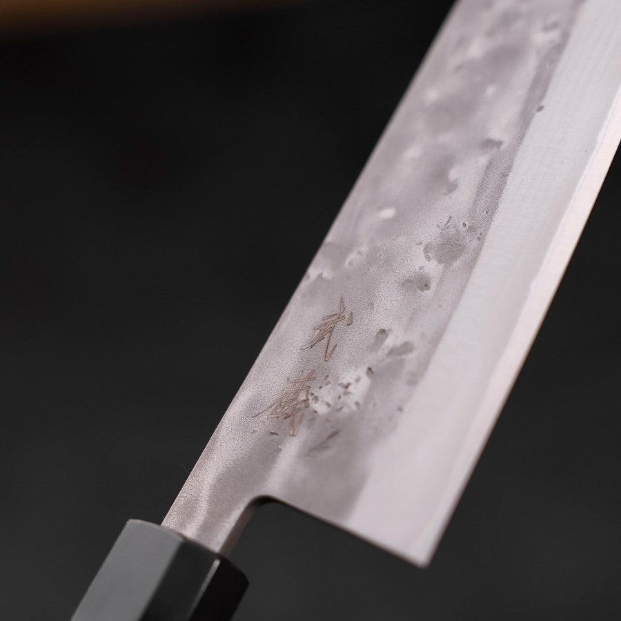 Santoku Blue Steel #2 Nashiji Stainless Clad Buffalo Teak Handle 165mm