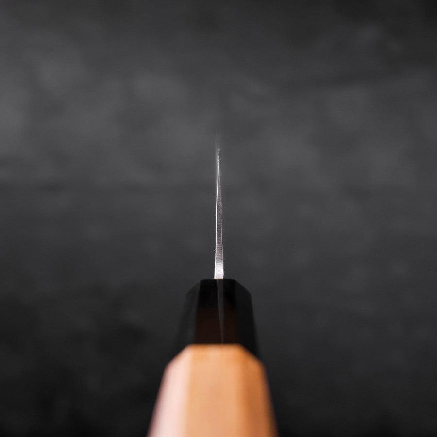 Santoku Blue Steel #2 Nashiji Stainless Clad Buffalo Teak Handle 165mm