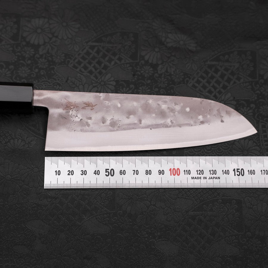 Santoku Blue Steel #2 Nashiji Stainless Clad Buffalo Teak Handle 165mm