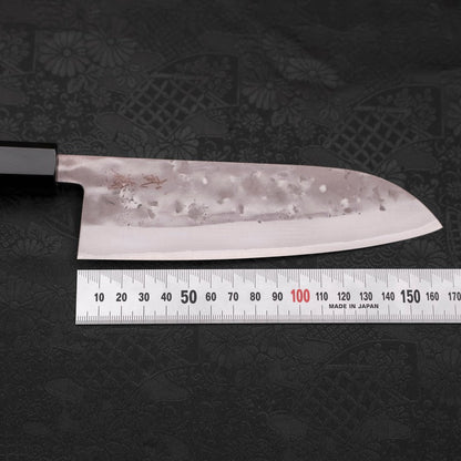 Santoku Blue Steel #2 Nashiji Stainless Clad Buffalo Teak Handle 165mm