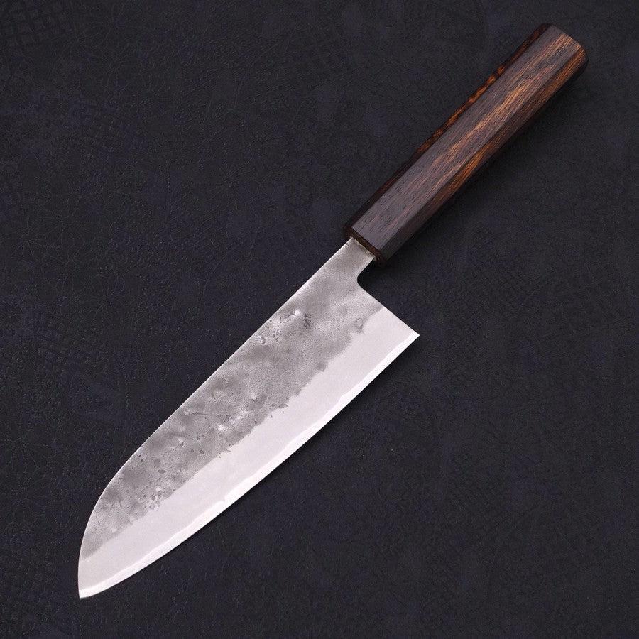 Santoku Blue Steel #2 Nashiji Stainless Clad Sumi Urushi Handle 165mm