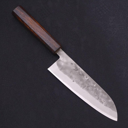 Santoku Blue Steel #2 Nashiji Stainless Clad Sumi Urushi Handle 165mm