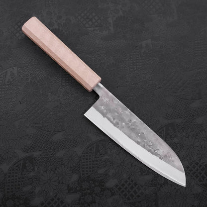 Santoku Blue Steel #2 Nashiji Stainless Clad White Urushi Handle 165mm