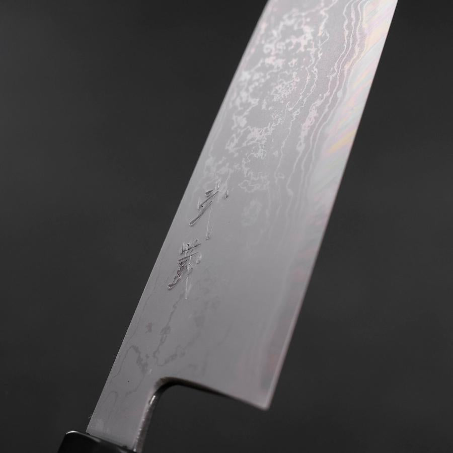 Santoku Blue Steel #2 Suminagashi Buffalo Ebony Handle 170mm