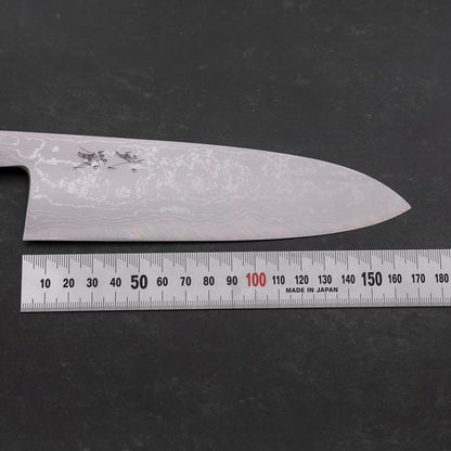 Santoku Blue Steel #2 Suminagashi Buffalo Ebony Handle 170mm