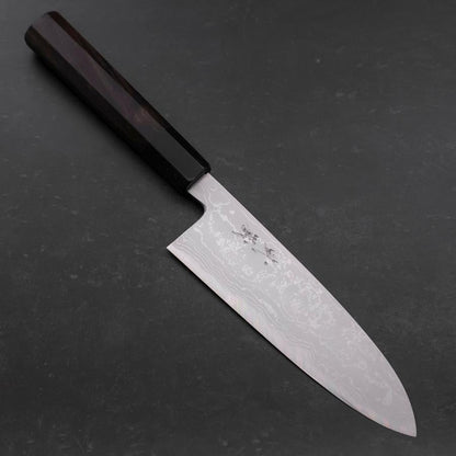 Santoku Blue Steel #2 Suminagashi Buffalo Ebony Handle 170mm
