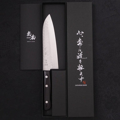 Santoku Blue Steel #2 Tsuchime Stainless Clad Western Handle 170mm