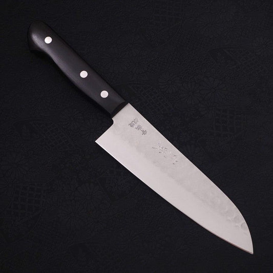 Santoku Blue Steel #2 Tsuchime Stainless Clad Western Handle 170mm