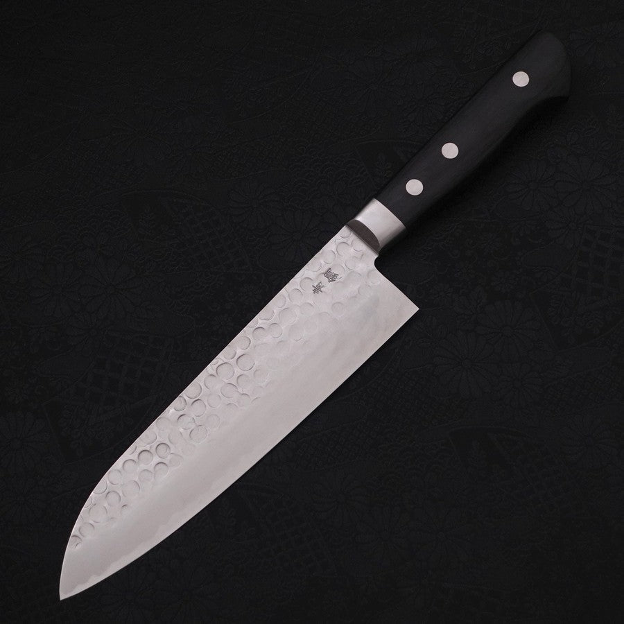 Santoku Blue Steel #2 Tsuchime Stainless Clad Western Handle 175mm