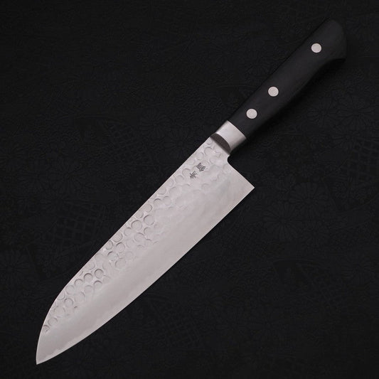 Santoku Blue Steel #2 Tsuchime Stainless Clad Western Handle 175mm