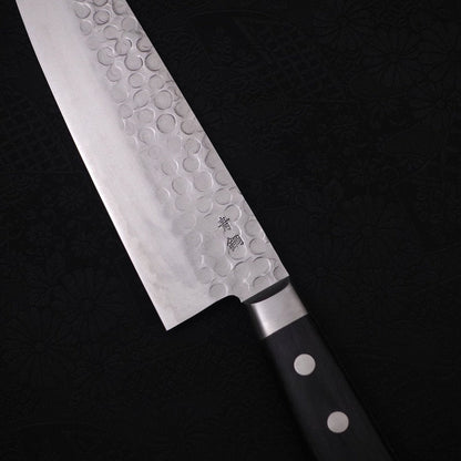 Santoku Blue Steel #2 Tsuchime Stainless Clad Western Handle 175mm