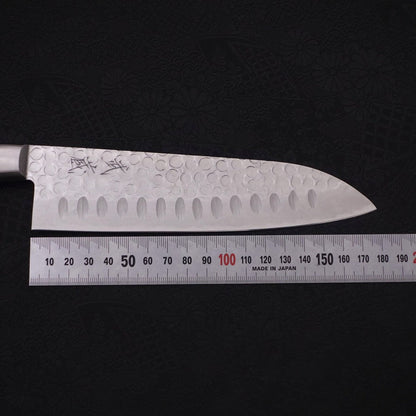 Santoku Blue Steel #2 Tsuchime Stainless Clad Western Handle 175mm