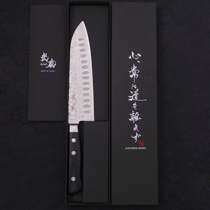 Santoku Blue Steel #2 Tsuchime Stainless Clad Western Handle 175mm