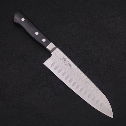 Santoku Blue Steel #2 Tsuchime Stainless Clad Western Handle 175mm
