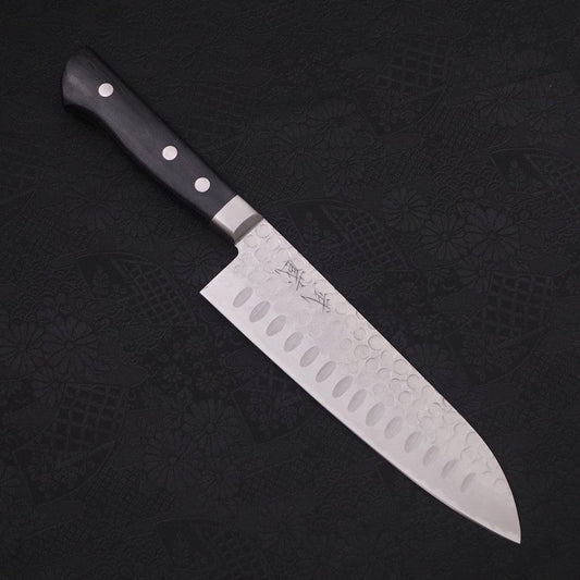 Santoku Blue Steel #2 Tsuchime Stainless Clad Western Handle 175mm