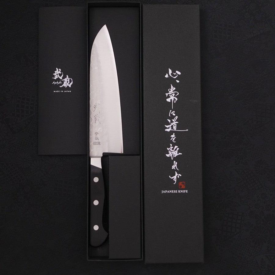 Santoku Blue Steel #2 Tsuchime Stainless Clad Western Handle 180mm