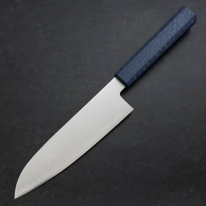 Santoku Chromax Polished Blue Urushi Handle 170mm