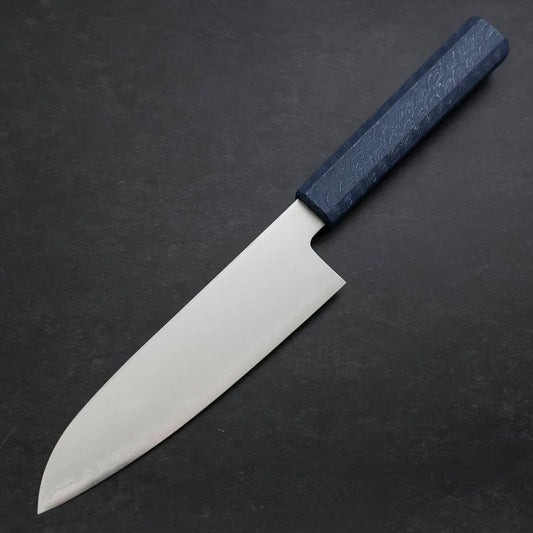 Santoku Chromax Polished Blue Urushi Handle 170mm