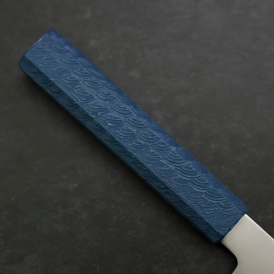 Santoku Chromax Polished Blue Urushi Handle 170mm
