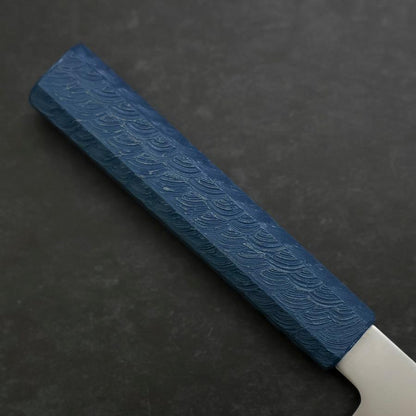 Santoku Chromax Polished Blue Urushi Handle 170mm