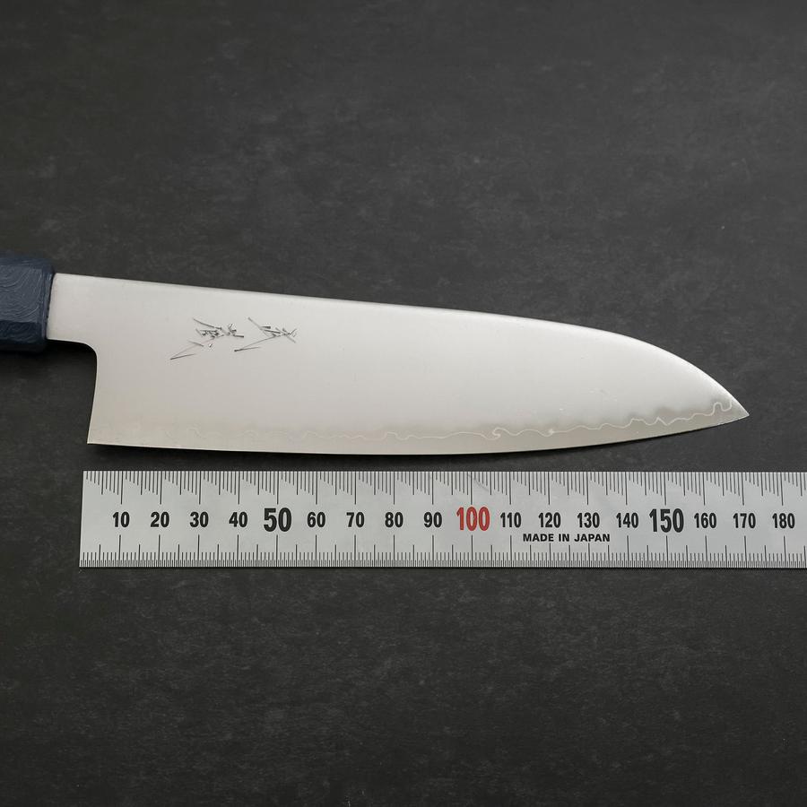 Santoku Chromax Polished Blue Urushi Handle 170mm
