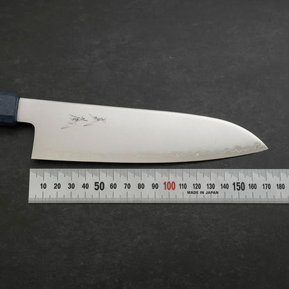 Santoku Chromax Polished Blue Urushi Handle 170mm