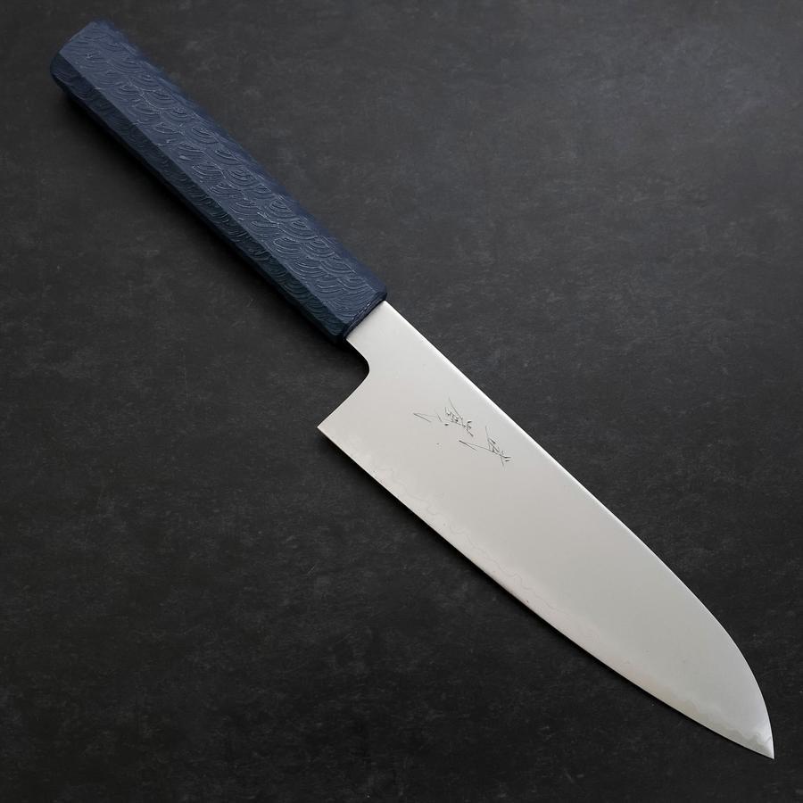 Santoku Chromax Polished Blue Urushi Handle 170mm