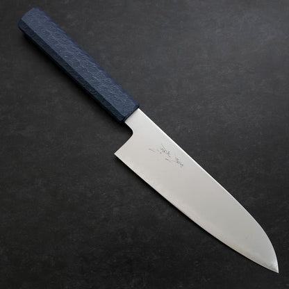 Santoku Chromax Polished Blue Urushi Handle 170mm