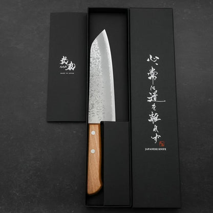 Santoku Chromax Tsuchime Brown Western Handle 165mm