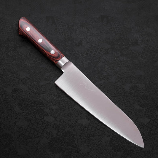 Santoku Molybdenum Polished Western Mahogany Handle 180mm