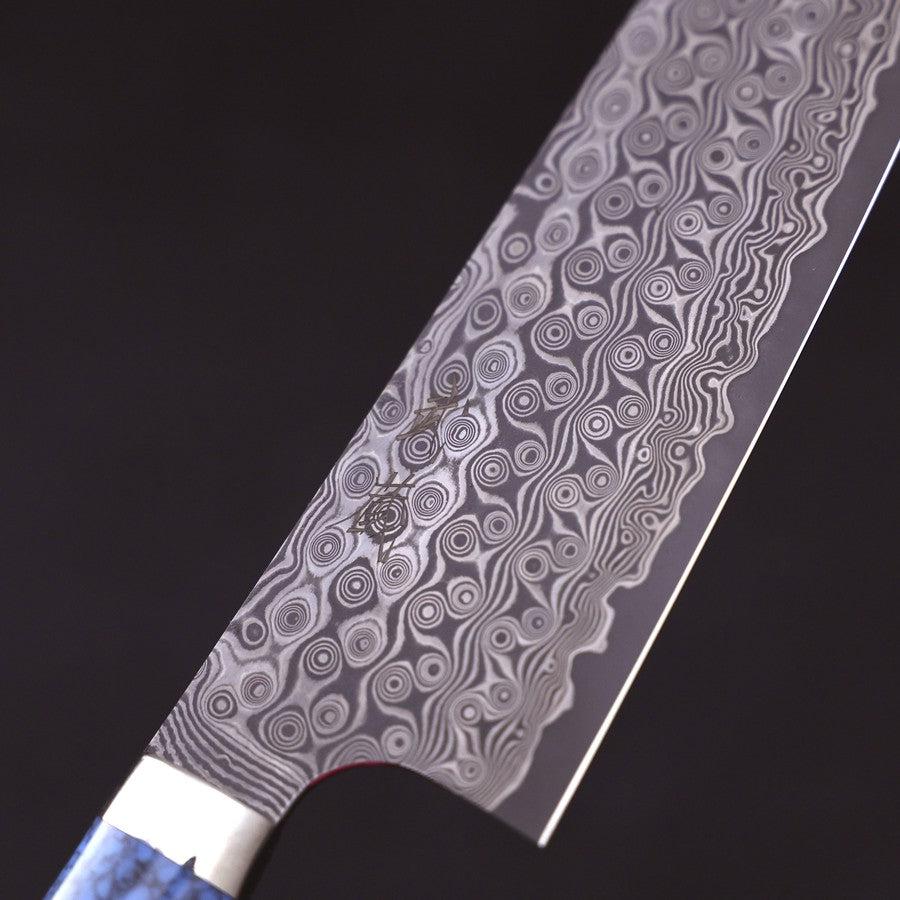 Santoku SG-2 Damascus Turquoise Blue Handle 170mm
