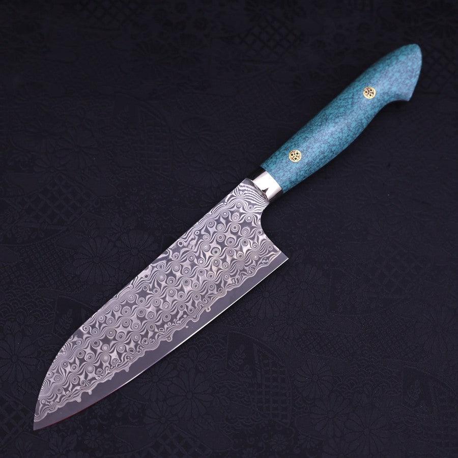 Santoku SG-2 Damascus Turquoise Green Handle 170mm