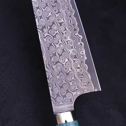Santoku SG-2 Damascus Turquoise Green Handle 170mm