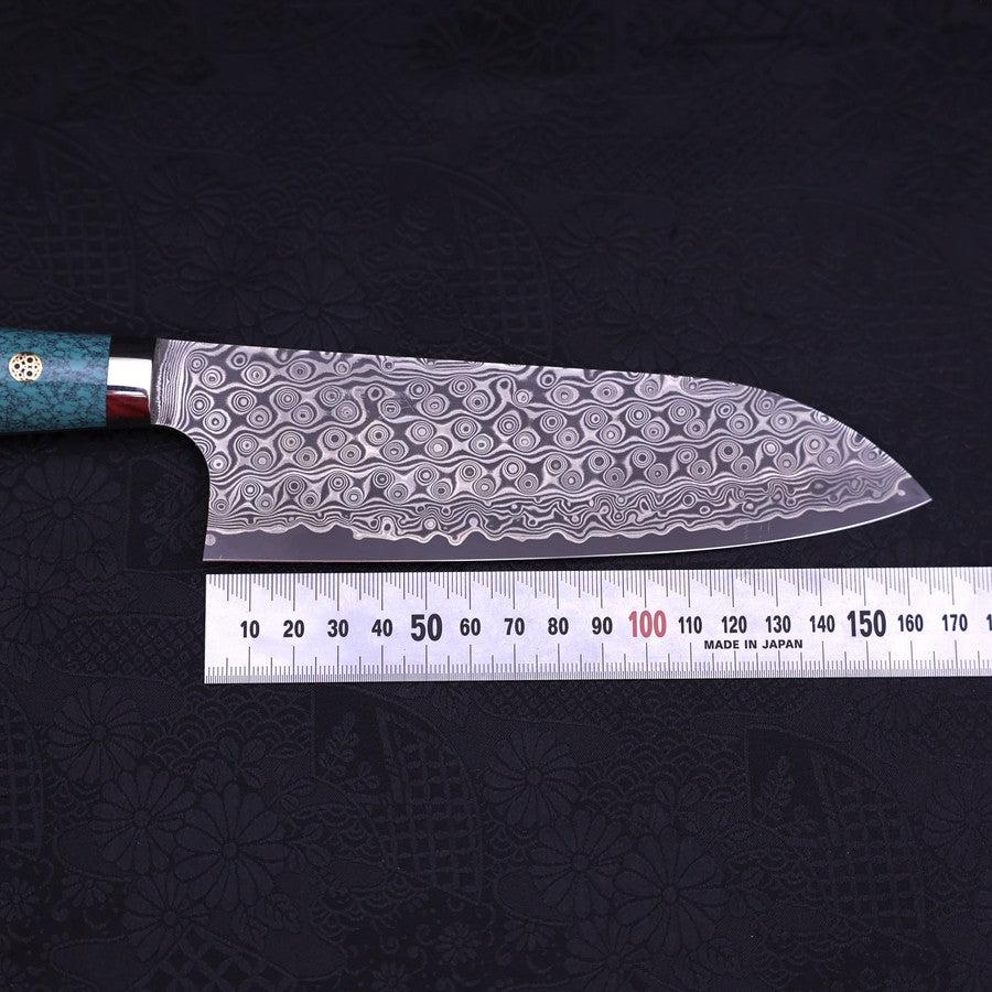 Santoku SG-2 Damascus Turquoise Green Handle 170mm