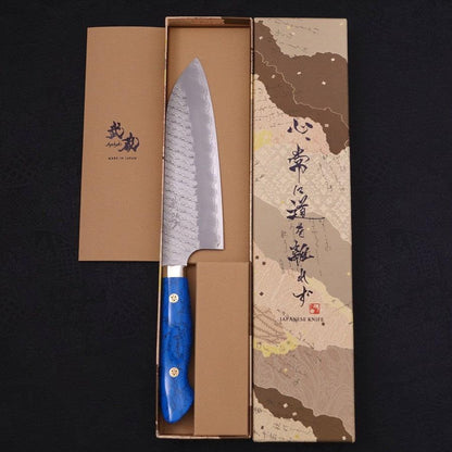 Santoku SG-2 Tsuchime Turquoise Blue Handle 170mm