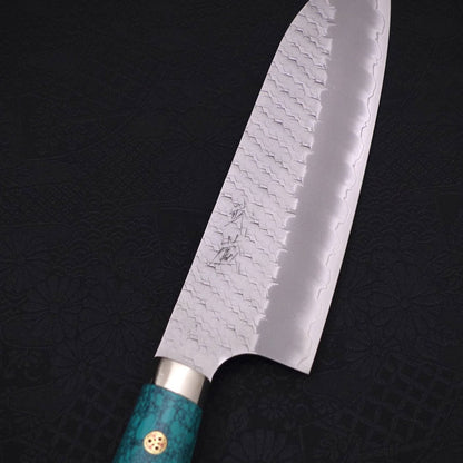 Santoku SG-2 Tsuchime Turquoise Green Handle 170mm
