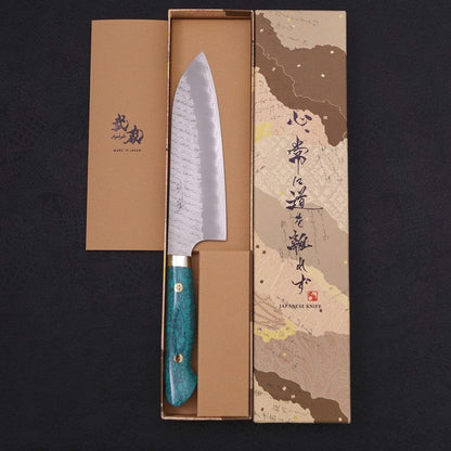 Santoku SG-2 Tsuchime Turquoise Green Handle 170mm