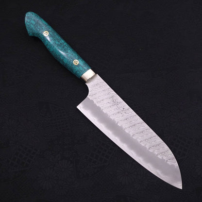 Santoku SG-2 Tsuchime Turquoise Green Handle 170mm