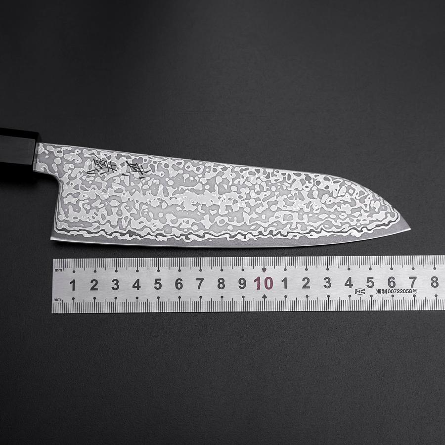 Santoku SLD Black Damascus Ebony Handle 170mm-[Musashi]-[Japanese-Kitchen-Knives]