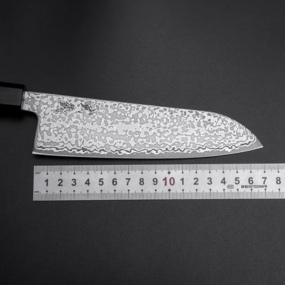 Santoku SLD Black Damascus Ebony Handle 170mm-[Musashi]-[Japanese-Kitchen-Knives]