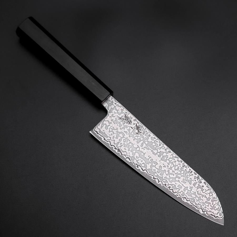 Santoku SLD Black Damascus Ebony Handle 170mm-[Musashi]-[Japanese-Kitchen-Knives]