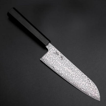 Santoku SLD Black Damascus Ebony Handle 170mm-[Musashi]-[Japanese-Kitchen-Knives]