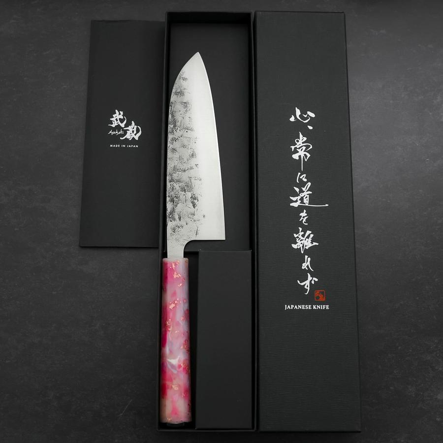 Santoku SLD Nashiji Washi Ocean Sakura Rose Gold Handle 165mm