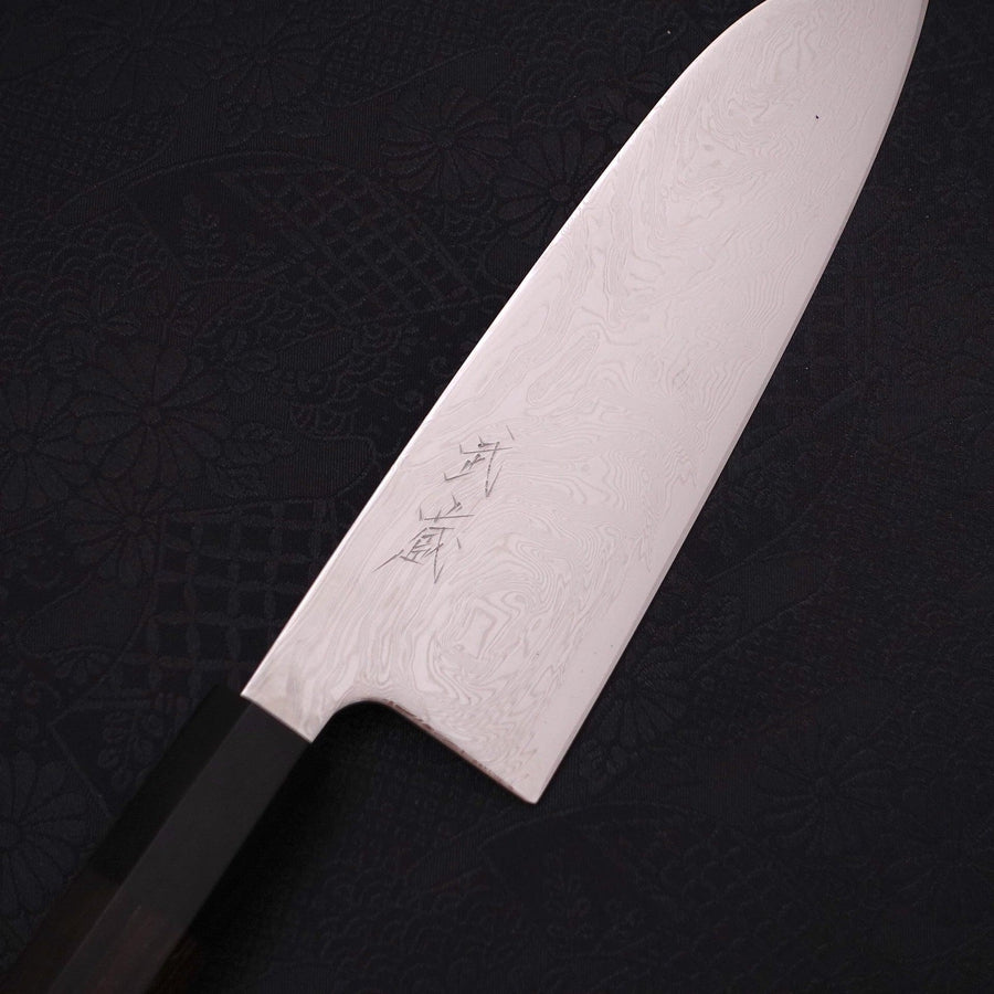 Santoku SLD Wave Nickel Damascus Buffalo Ebony Handle 165mm