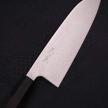 Santoku SLD Wave Nickel Damascus Buffalo Ebony Handle 165mm